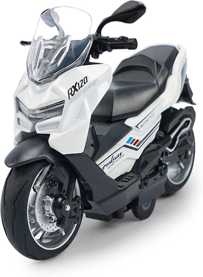 KENIRY Police Motorcycle Toy - Pull Back Motorcycle Toys, Tiny Gift with Music Lighting, Latte Motorcycles Toy for Kids Boys Age 3-8 Year Old [New] (PALSAR RX120-WHITE) - Image 1